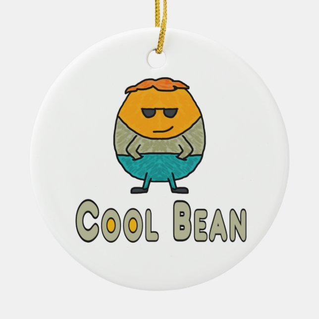 Cool Bean Ceramic Ornament (Front)