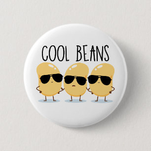 Cool Beans Funny Cute Beans with Sunglasses 6 Cm Round Badge