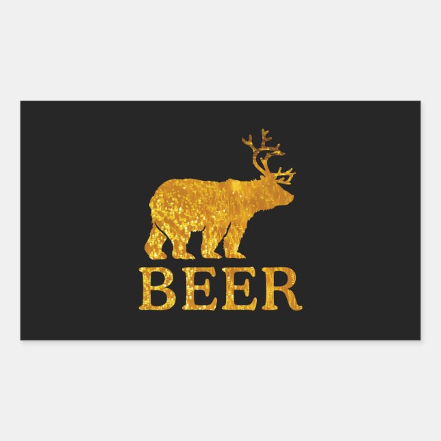 Cool Bear Deer or Beer Rectangular Sticker (Front)