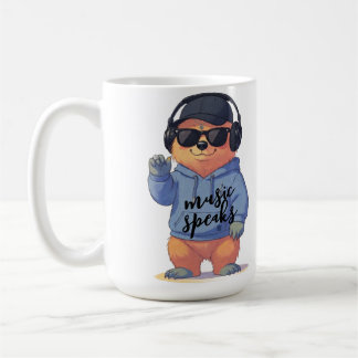 cool bear illustration, coffee mug