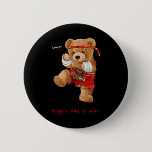 Cool Bear Man Boxing Fight Style Illustration Grap 6 Cm Round Badge