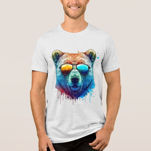 Cool Bear Shades Graphic T-Shirt Tri-Blend Shirt (Front)