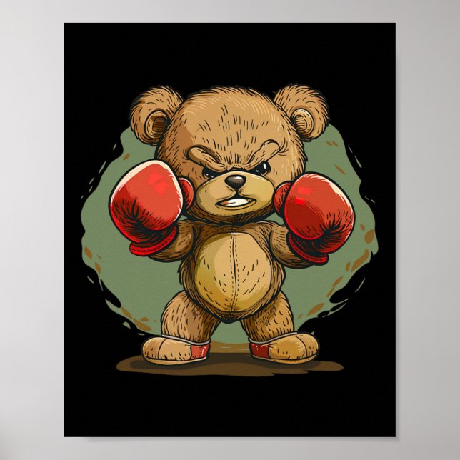 Cool Bear With Boxing Gloves Outfit  Poster (Front)