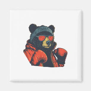 Cool Bear With Sungles And Boxing Gloves For Boys Magnet