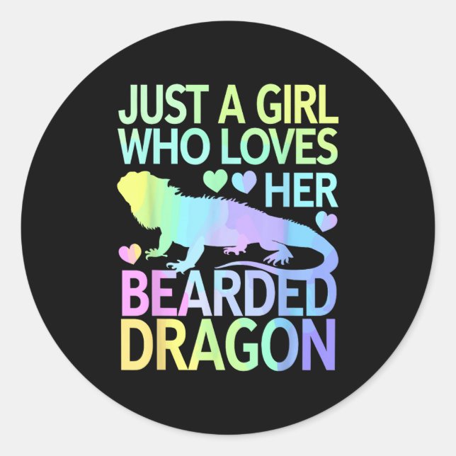Cool Bearded Dragon Art For Women Girls Bearded Dr Classic Round Sticker (Front)