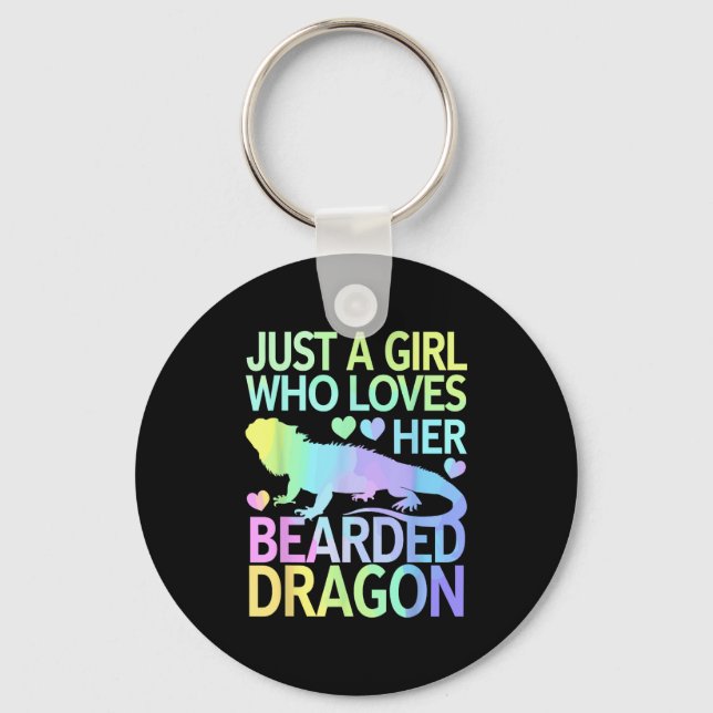 Cool Bearded Dragon Art For Women Girls Bearded Dr Key Ring (Front)