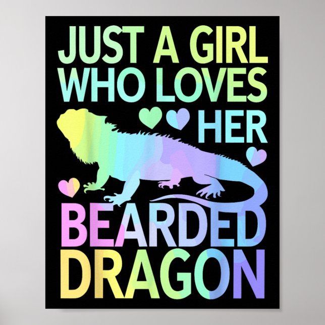 Cool Bearded Dragon Art For Women Girls Bearded Dr Poster (Front)