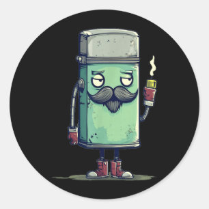 Cool Bearded Lighter Costume for Flames and Fire Classic Round Sticker