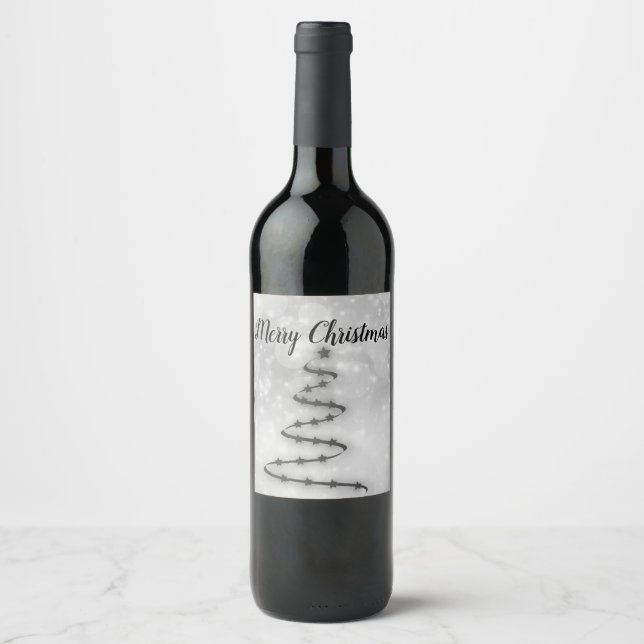 Cool, Beautiful Sparkly, Silver  Wine Label (Front)
