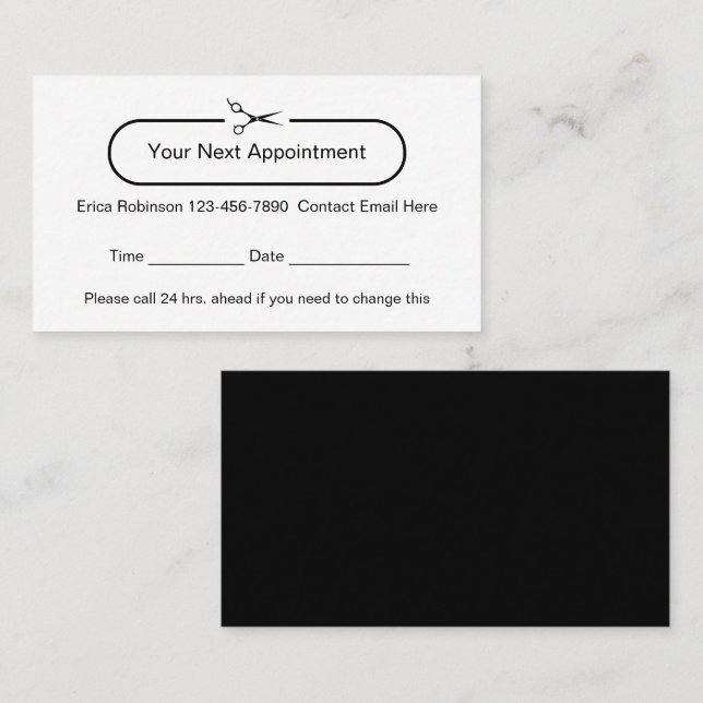 Cool Beauty Hair Styling Appointment Cards (Front/Back)