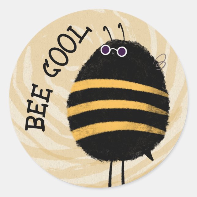 Cool Bee Classic Round Sticker (Front)