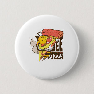 Cool Bee Loves Pizza Puns 6 Cm Round Badge