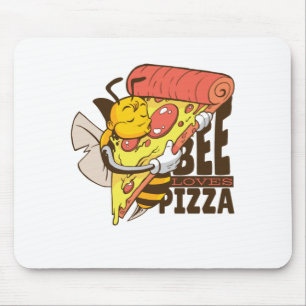 Cool Bee Loves Pizza Puns Mouse Pad