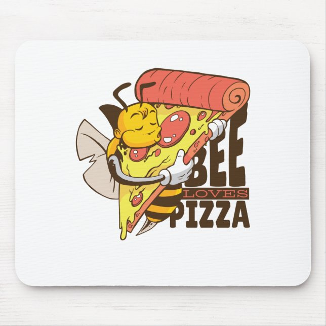 Cool Bee Loves Pizza Puns Mouse Pad (Front)