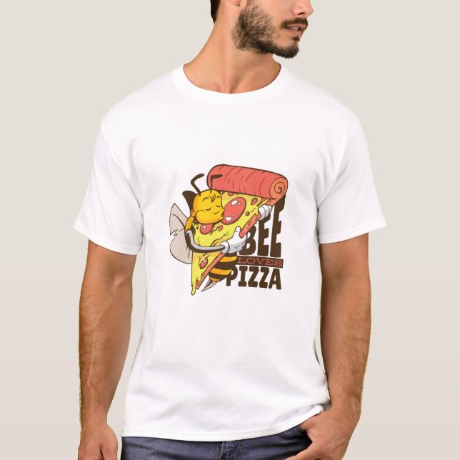 Cool Bee Loves Pizza Puns T-Shirt (Front)