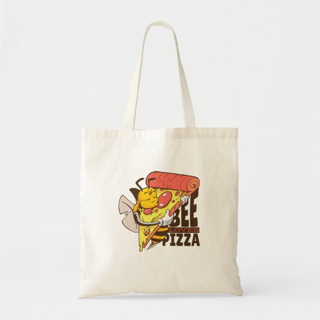 Cool Bee Loves Pizza Puns Tote Bag (Front)