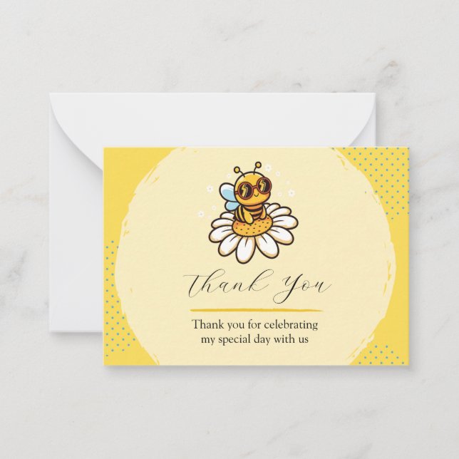 Cool Bee on a Daisy Thank You Card (Front)