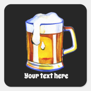 Cool beer add text square sticker
