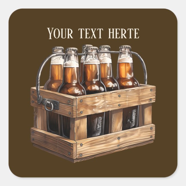 Cool beer add text  square sticker (Front)