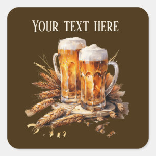 Cool beer add text  square sticker
