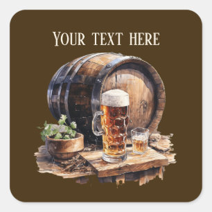 Cool beer add text square sticker