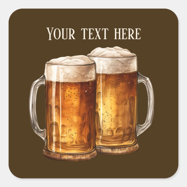 Cool beer add text square sticker (Front)