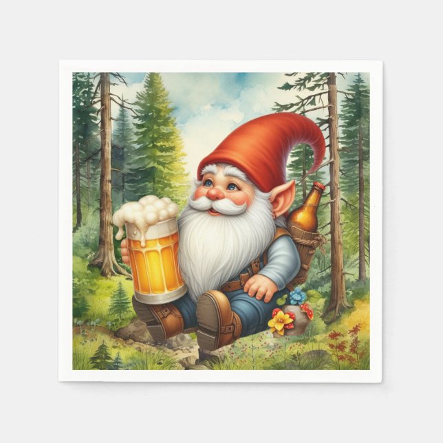 Cool beer gnome party  napkin (Front)