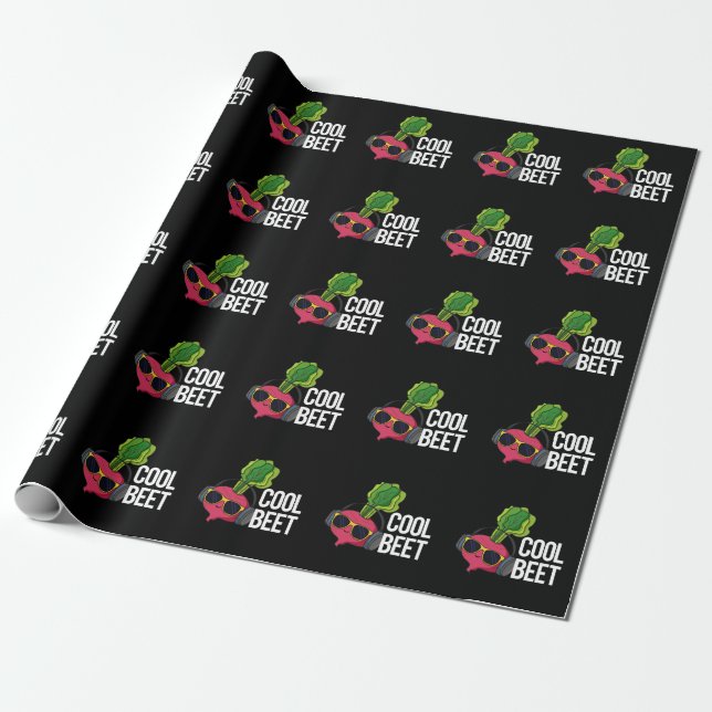 Cool Beet Funny Veggie Pun Dark BG Wrapping Paper (Unrolled)