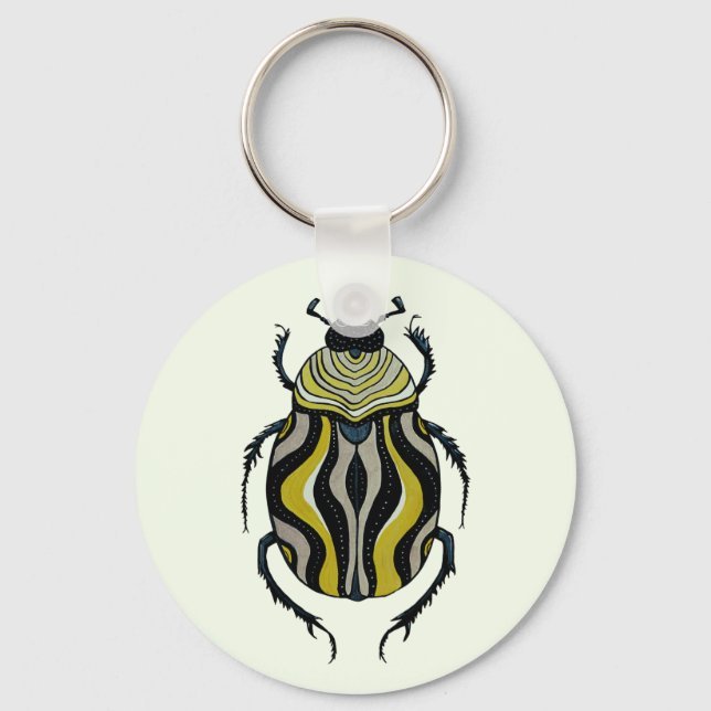 Cool Beetle Entomology Insect Art Key Ring (Front)