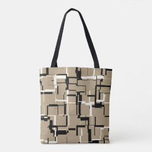 COOL Beige Black White Pattern Tote Bag