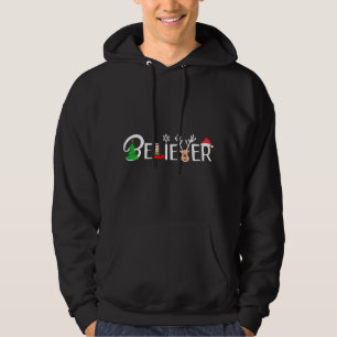 Cool Believer of Christmas. Reindeer, Elf and Sant Hoodie