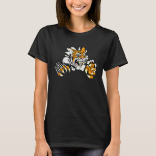 Cool Bengal Tiger Opens Growling Mouth Tears Thoug T-Shirt