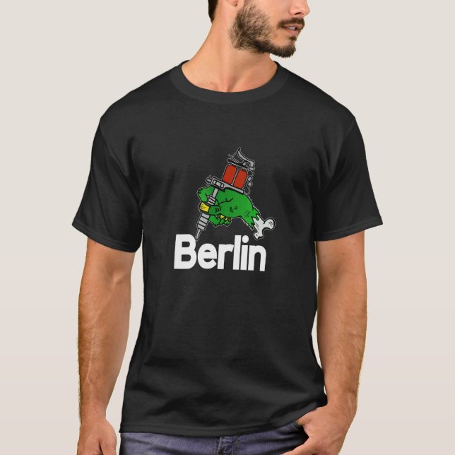 Cool Berlin City Tattoo By Monster Hand   I Love B T-Shirt (Front)