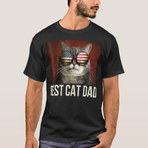 Cool  Best Cat Dad American Flag Sunglasses Father T-Shirt