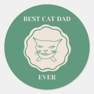 Cool Best Cat Dad Ever Classic Round Sticker