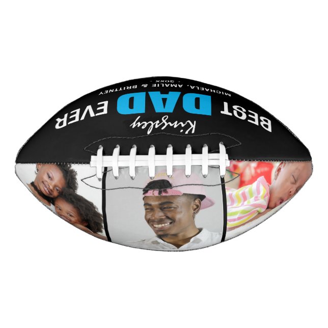 Cool  'BEST DAD EVER' Photo and Name Gift Football (Front)
