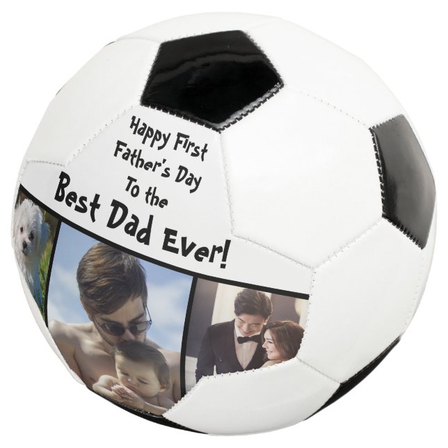 Cool Best Dad Ever Photo Father's Day Soccer Ball (Three Quarter)