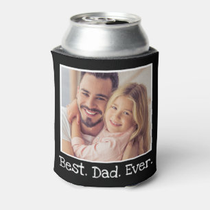 Cool Best Dad Ever Photo Personalised Black White Can Cooler