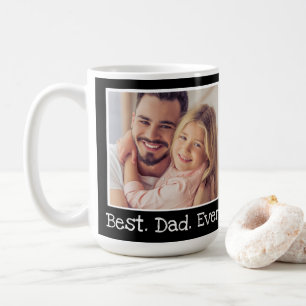 Cool Best Dad Ever Photo Personalised Black White Coffee Mug