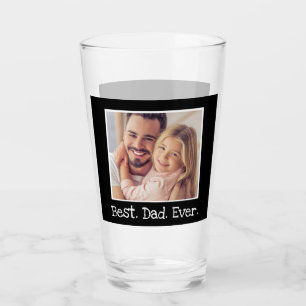 Cool Best Dad Ever Photo Personalised Black White Glass