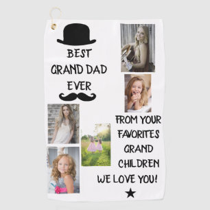 Cool Best Grand Dad Ever Black Script Photo  Golf Towel