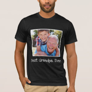 Cool Best Grandpa Ever Photo Personalised Black   T-Shirt