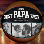 Cool BEST PAPA EVER Modern Trendy Photo Collage Basketball<br><div class="desc">Perfect for the coolest dad you love: A BEST PAPA EVER customised basketball with 3 favourite photos in trendy black and white, his name, and a sweet message from you as well as names and year. Great Father's Day gift or an awesome surprise for his birthday, surely a keepsake he'll...</div>