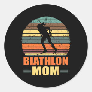 Cool Biathlon Mum Funny Biathlete Shooting Skiing Classic Round Sticker