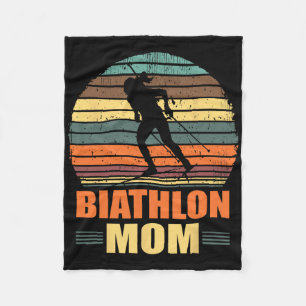 Cool Biathlon Mum Funny Biathlete Shooting Skiing Fleece Blanket