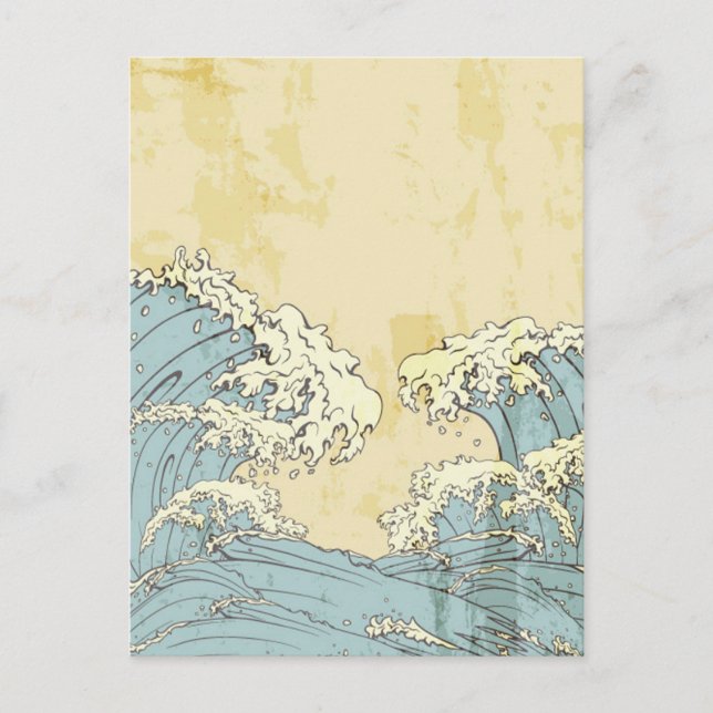 Cool big blue ocean waves image postcard (Front)