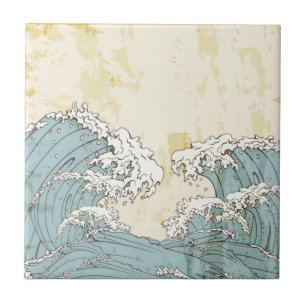Cool big blue ocean waves image tile