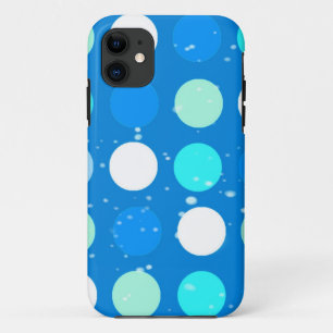 Cool big blue, white, light blue polka dots iPhone 11 case
