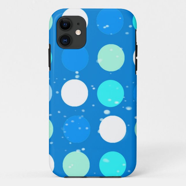 Cool big blue, white, light blue polka dots Case-Mate iPhone case (Back)