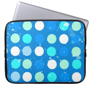 Cool big blue, white, light blue polka dots laptop sleeve
